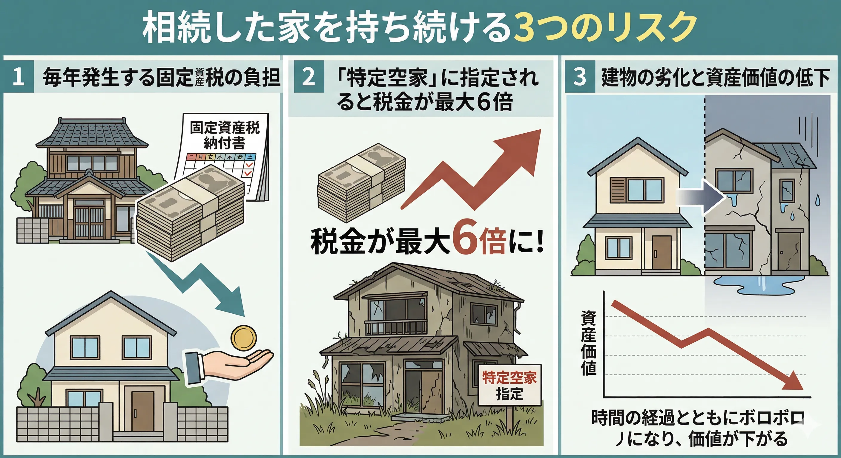 空き家放置のリスクイメージ